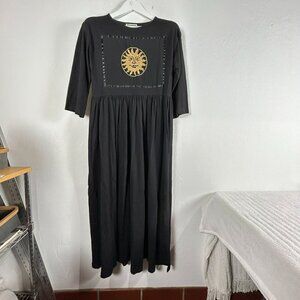 Decisions Women's Half Sleeve Crew Neck Pullover Shirt Maxi Dress Black Medium